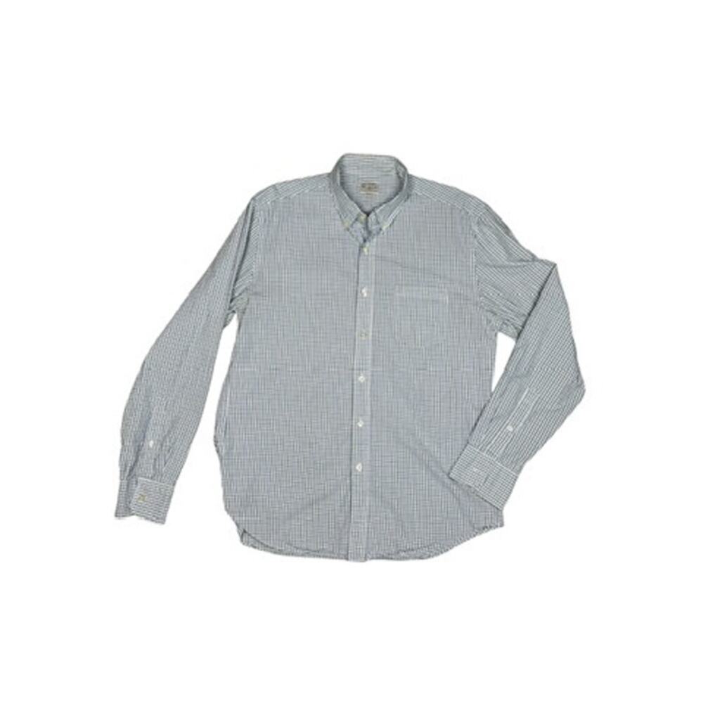 J.Crew Plaid Woven Cotton Button Up Shirt White Blue Green Size Large
